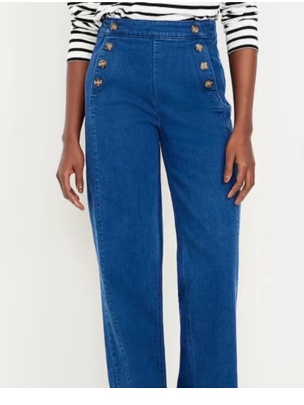 Old Navy High-Rise Button Sailor Jeans in Blue